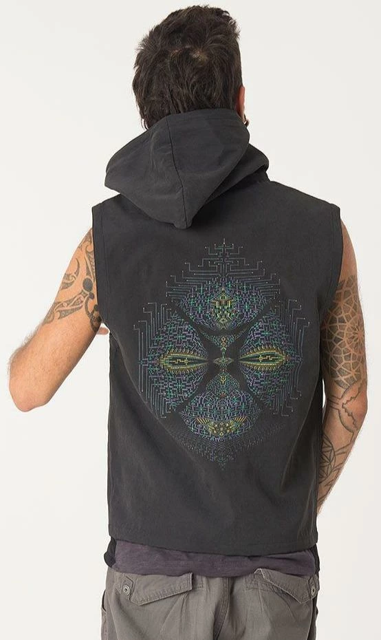 Seed Of Life - Sikuli Hooded Vest ➟ Black Men 3 Seed Of Life - Sikuli Hooded Vest ➟ Black Men
