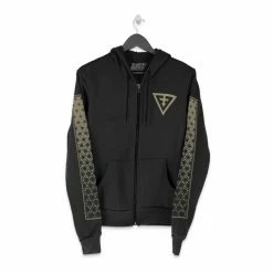 Men First Earth - Asanoha (Black & Gold) Zip -Up Hoodie