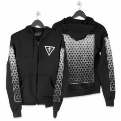 First Earth - Asanoha (Black & White) Zip -Up Hoodie Men