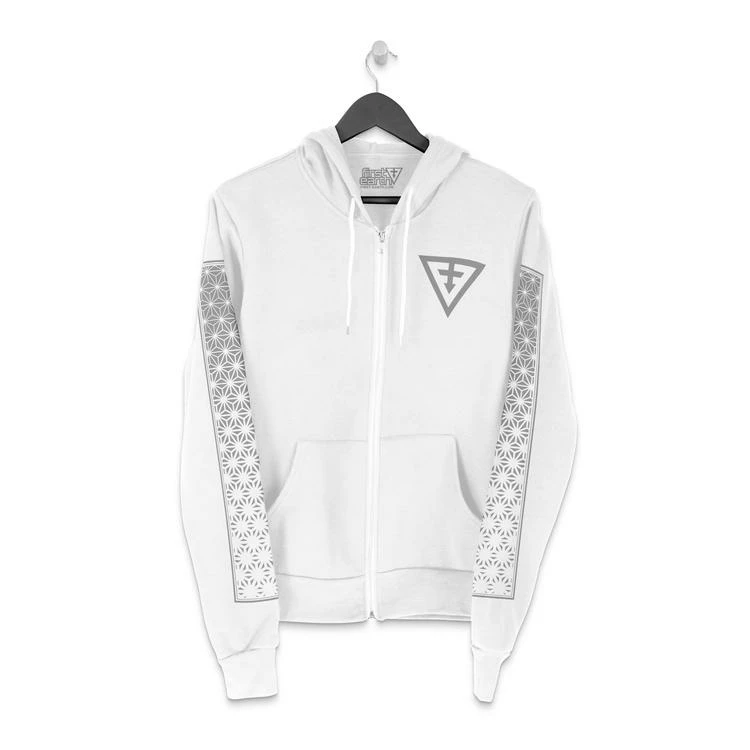 First Earth - Asanoha (White & Silver) Zip -Up Hoodie 5 First Earth - Asanoha (White & Silver) Zip -Up Hoodie