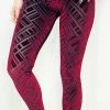 Women Warrior Within - Scarlet Chevron Burnout Velvet Leggings
