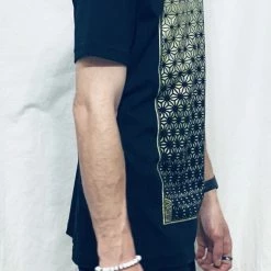 Men First Earth - Asanoha (Black & Gold) T-SHIRT