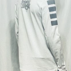 First Earth - Asanoha (White & Silver) Long Sleeve T-SHIRT Men
