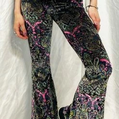 The Headspace Popular Shop 23 Women Warrior Within - Pink Paisley Burnout Velvet Slim Bell Bottoms