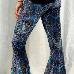 Warrior Within - Purple Paisley Burnout Velvet Slim Bell Bottoms