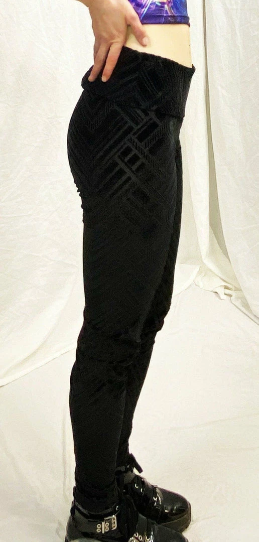 Women Warrior Within - Midnight Chevron Burnout Velvet Leggings 4 Women Warrior Within - Midnight Chevron Burnout Velvet Leggings