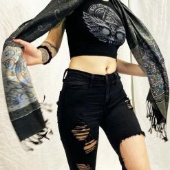 The Headspace Pashmina - Rainbow - Black