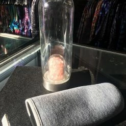 Glass Water Bottle - 20oz Rose Quartz (Tumbled Crystal)
