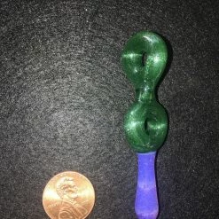 The Headspace Jewelry Brainfreezeboro - Drippy OZ Hand Blown Custom Glass Necklace Mini Pendant - Green/Purple