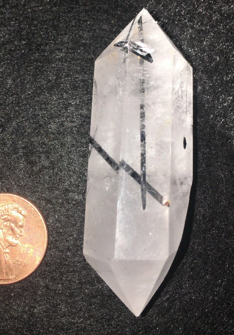 Tourmaline Included Quartz Crystal Point - Medium #F 3 Tourmaline Included Quartz Crystal Point - Medium #F