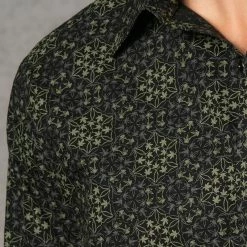 Men Seed Of Life - "Hempi" LS Button Up - Black