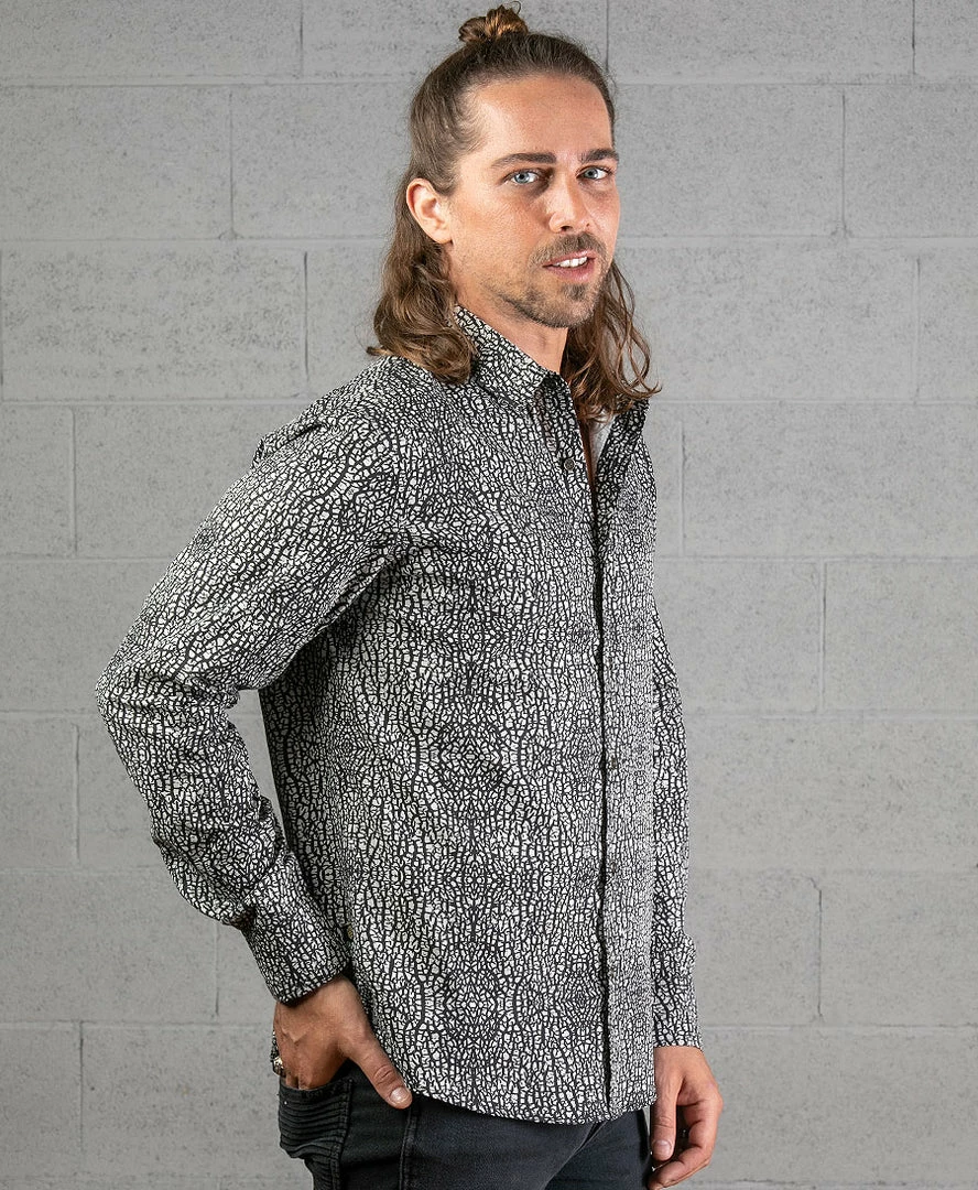 Men Seed Of Life - "Melon" LS Button Up - Grey 7 Men Seed Of Life - "Melon" LS Button Up - Grey