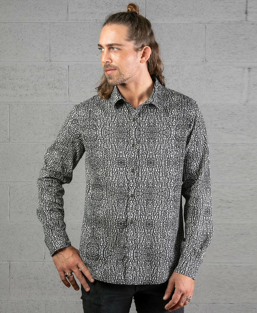 Men Seed Of Life - "Melon" LS Button Up - Grey 5 Men Seed Of Life - "Melon" LS Button Up - Grey