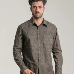 Seed Of Life - "Shipibo Kene" LS Button Up - Black