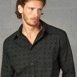 Seed Of Life - "Squarcle" LS Button Up - Black Men