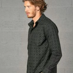 Seed Of Life - "Squarcle" LS Button Up - Black Men 14 Seed Of Life -