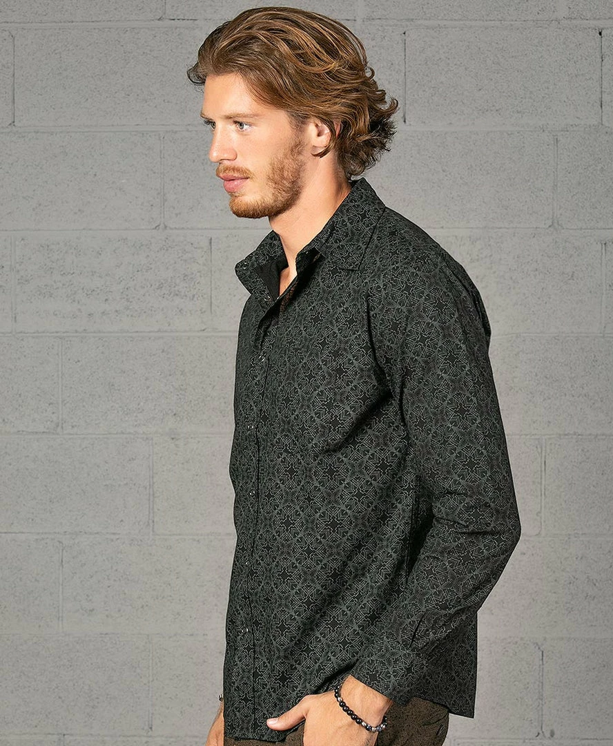 Seed Of Life - "Squarcle" LS Button Up - Black Men 6 Seed Of Life - "Squarcle" LS Button Up - Black Men