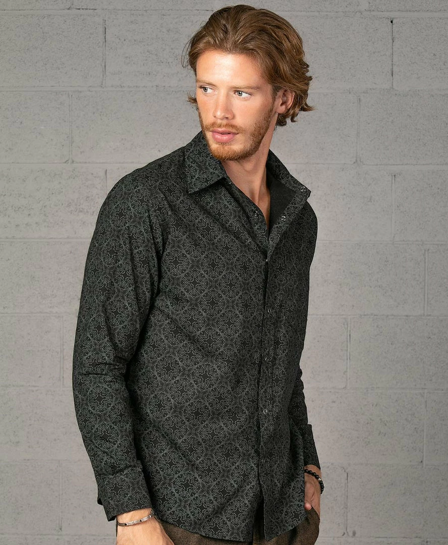 Seed Of Life - "Squarcle" LS Button Up - Black Men 10 Seed Of Life - "Squarcle" LS Button Up - Black Men