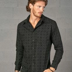 Seed Of Life - "Squarcle" LS Button Up - Black Men