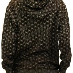 The Headspace Men Black And Silver Flower Of Life Zip Up Hoodie