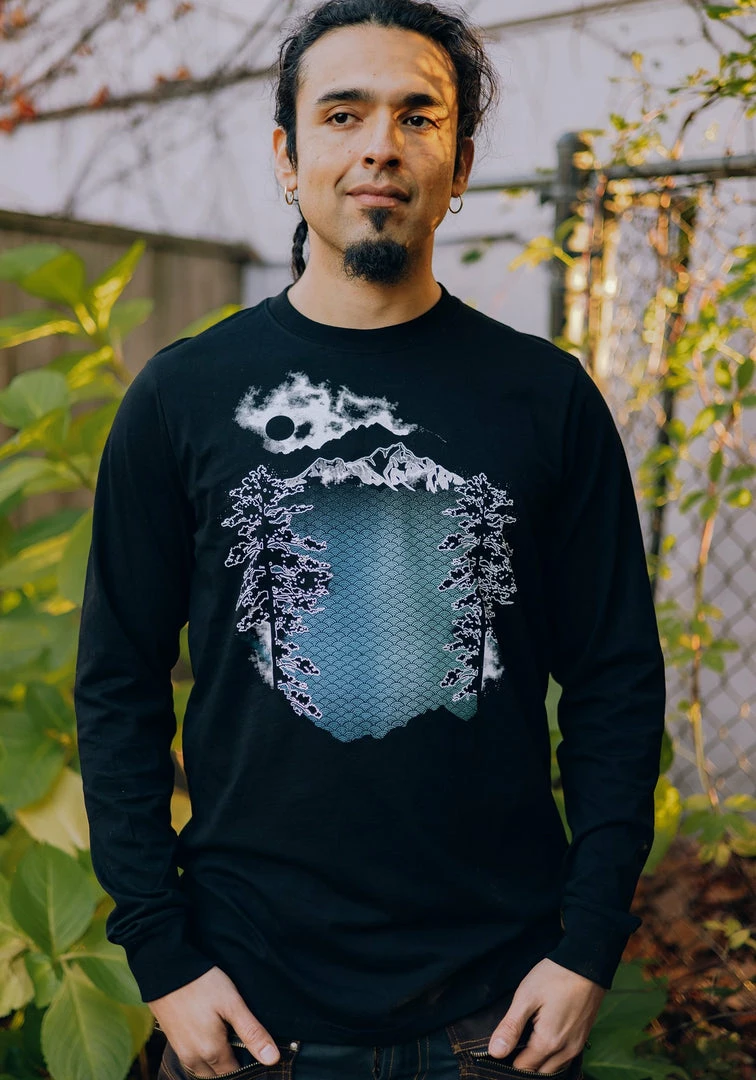 Men Rythmatix - Wallowas Organic LONG SLEEVE Black T-SHIRT 3 Men Rythmatix - Wallowas Organic LONG SLEEVE Black T-SHIRT