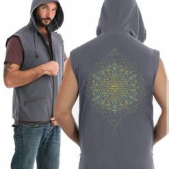 Seed Of Life - Peyote Hooded Vest ➟ Gray