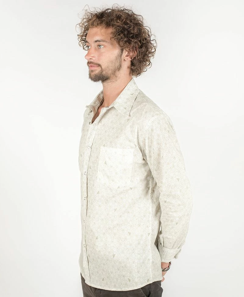 Seed Of Life - "Bees" LS Button Up - White 8 Seed Of Life - "Bees" LS Button Up - White