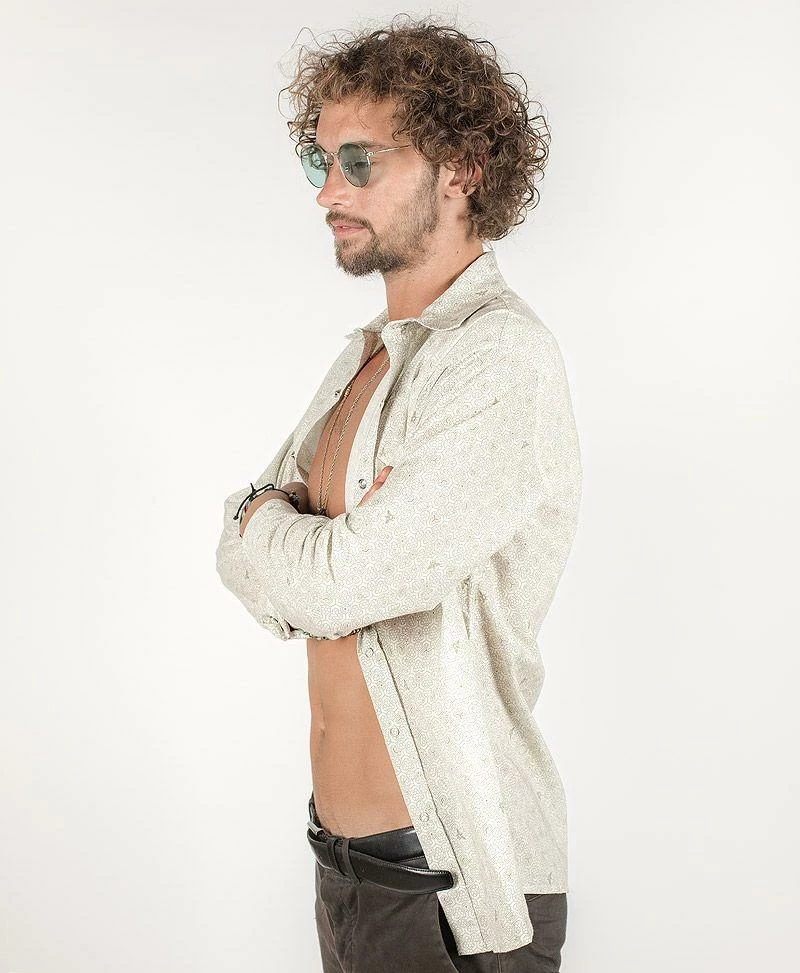 Seed Of Life - "Bees" LS Button Up - White 6 Seed Of Life - "Bees" LS Button Up - White