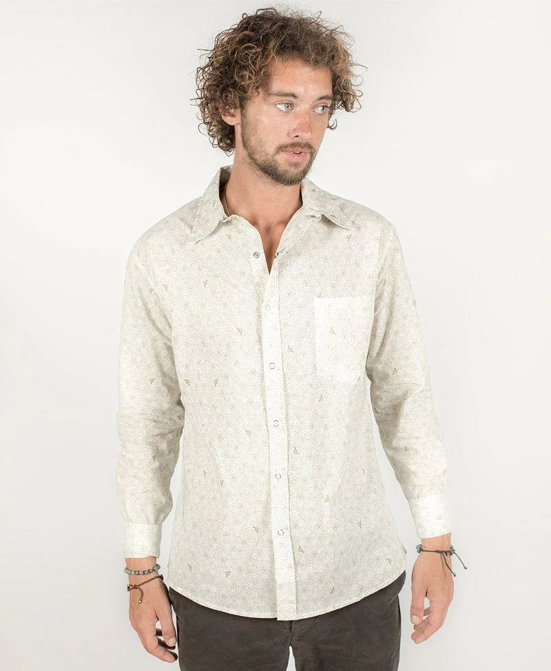 Seed Of Life - "Bees" LS Button Up - White 5 Seed Of Life - "Bees" LS Button Up - White