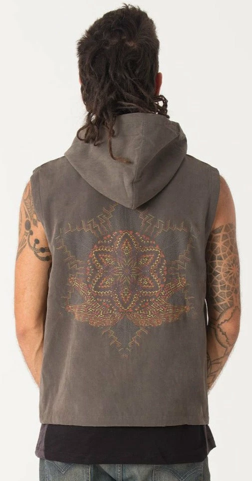 Men Seed Of Life - Anahata Hooded Vest ➟ Olive 3 Men Seed Of Life - Anahata Hooded Vest ➟ Olive
