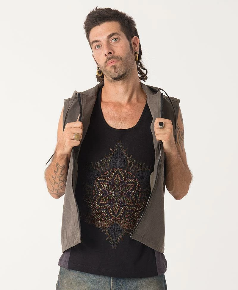 Men Seed Of Life - Anahata Hooded Vest ➟ Olive 4 Men Seed Of Life - Anahata Hooded Vest ➟ Olive