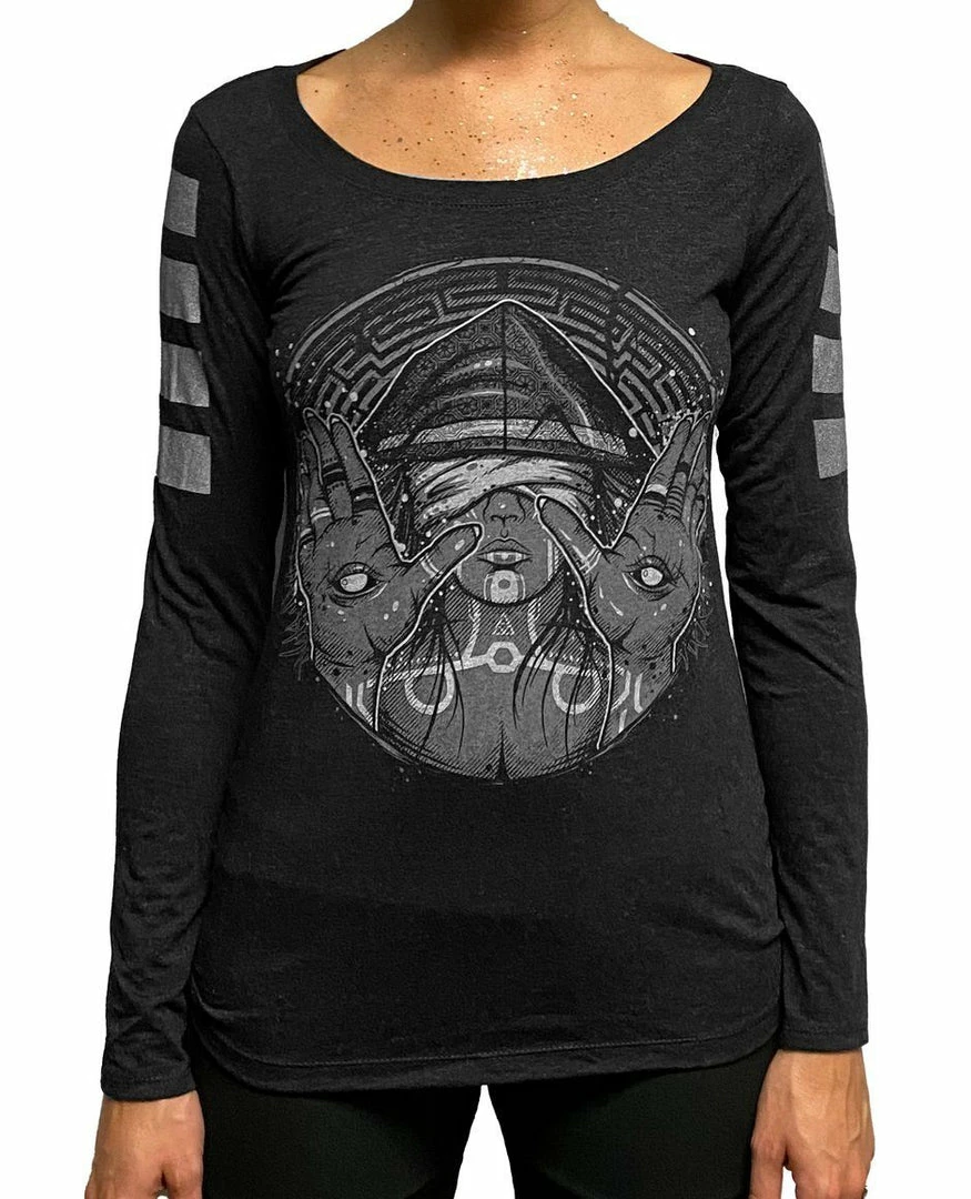 First Earth - Seer Long Sleeve Women's T-SHIRT Charcoal 4 First Earth - Seer Long Sleeve Women's T-SHIRT Charcoal