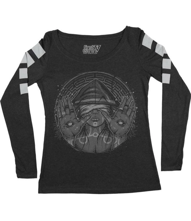 First Earth - Seer Long Sleeve Women's T-SHIRT Charcoal 3 First Earth - Seer Long Sleeve Women's T-SHIRT Charcoal
